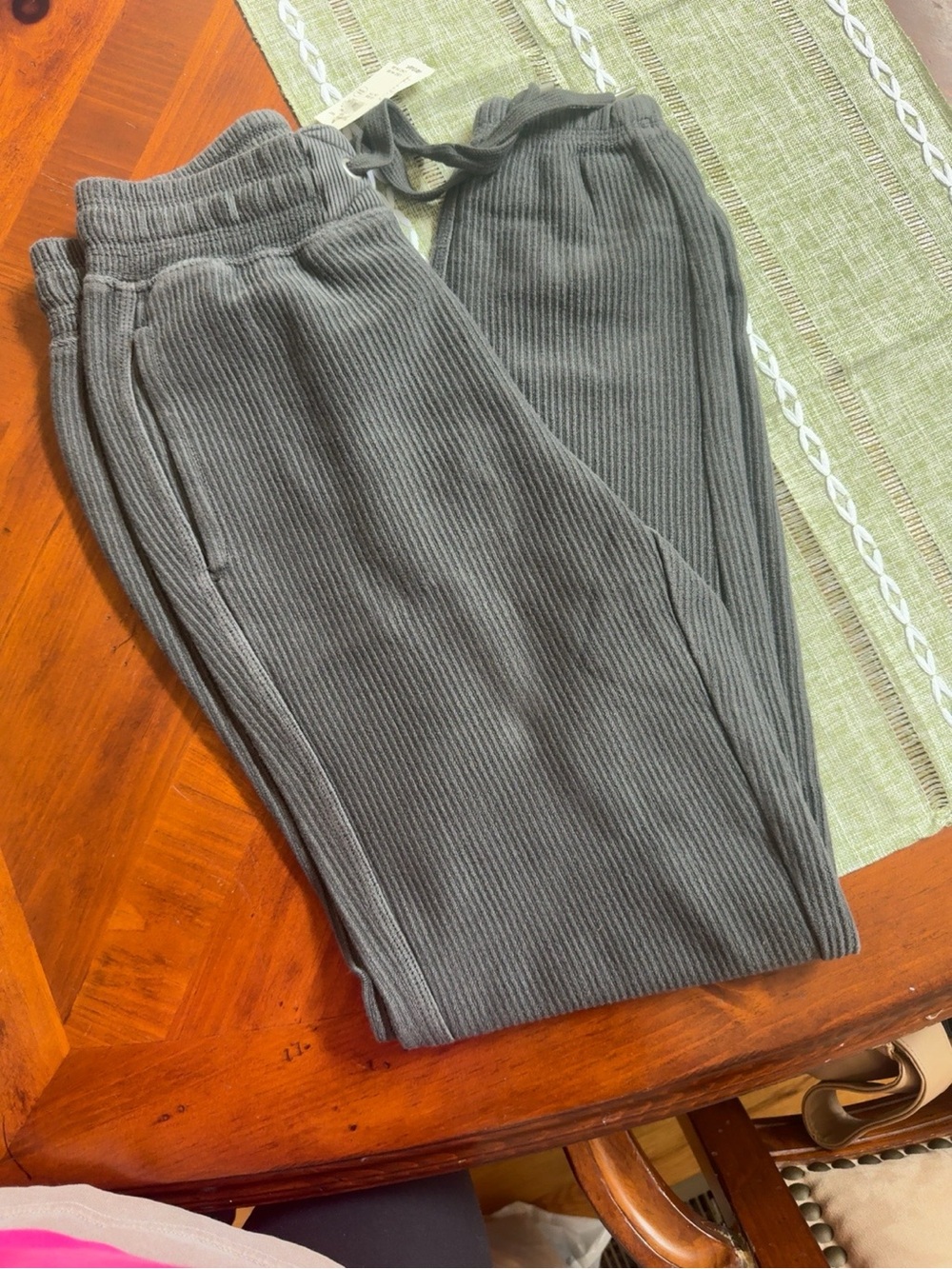 Ribbed Knit joggers in Charcoal Gray